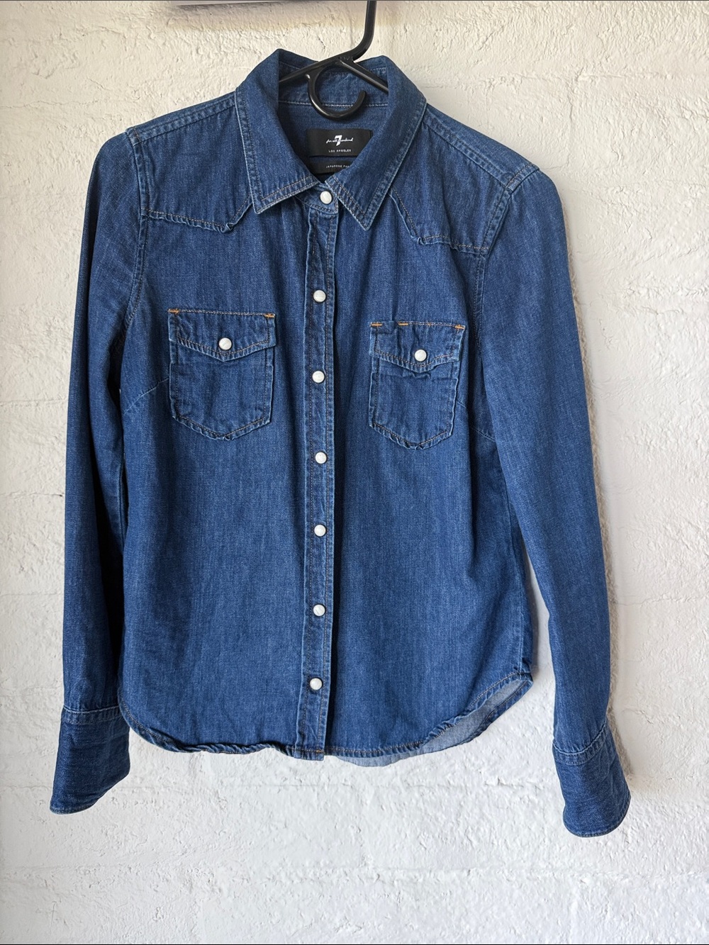 7 for All Mankind Denim Button-Front Shirt- Blue - Small